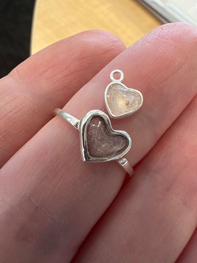 Teeny tiny heart charm & open heart ring 